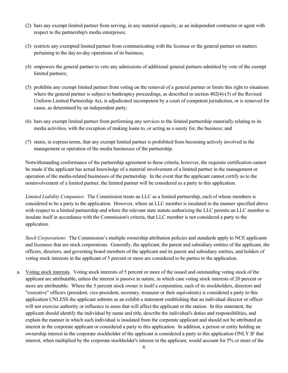 Instructions for FCC Form 2100 Schedule 340 Noncommercial Educational Fm Station Construction Permit Application, Page 6