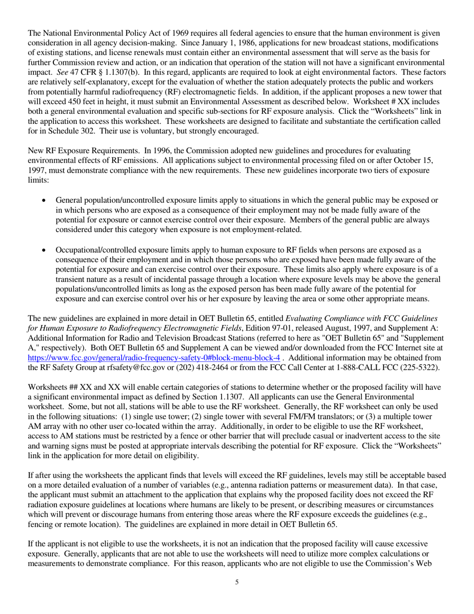 Instructions for FCC Form 2100 Schedule 319 Low Power Fm Station License Application, Page 5