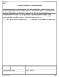 NRC Form 176 Security Acknowledgement/Special Nuclear Material Access Authorization Acknowledgement/Security Debriefing Acknowledgement, Page 3