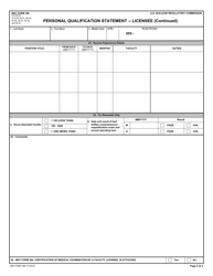 NRC Form 398 Personal Qualification Statement - Licensee, Page 2