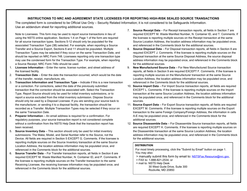 NRC Form 748B National Source Tracking Transaction Report - Transfer Source, Page 4