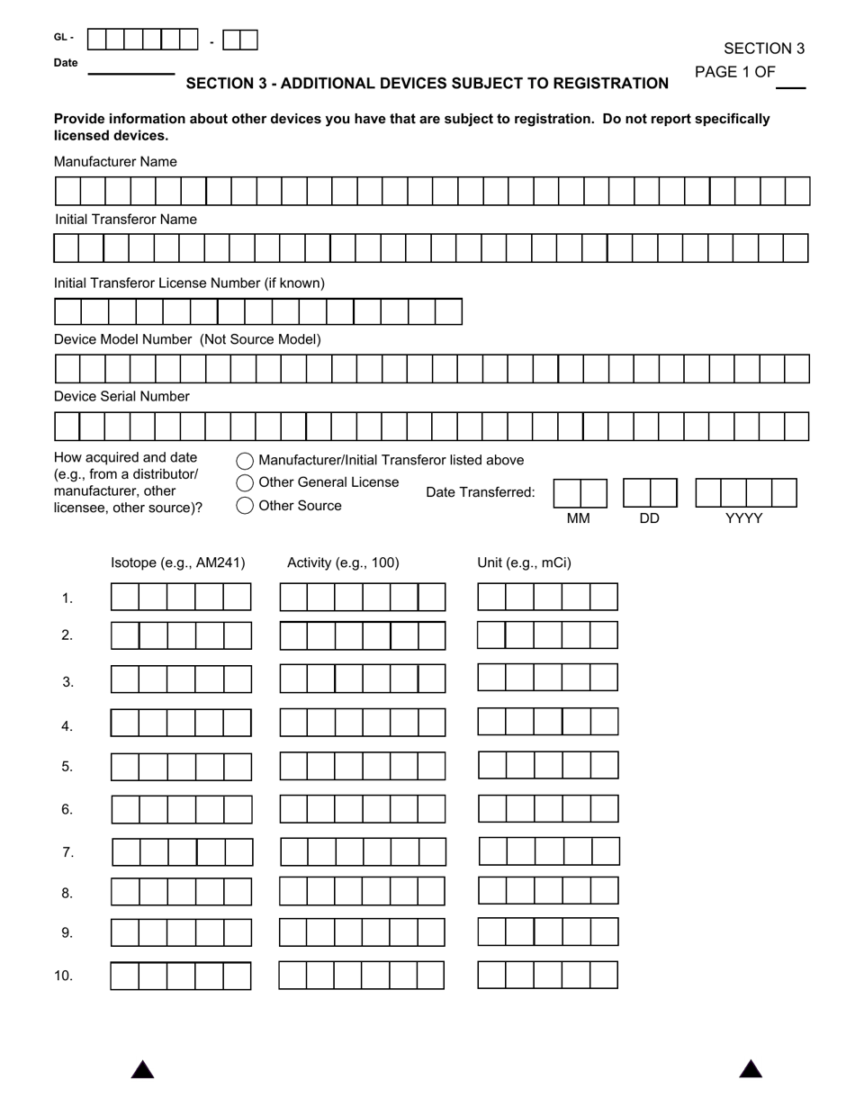 NRC Form 664 General Licensee Registration, Page 8