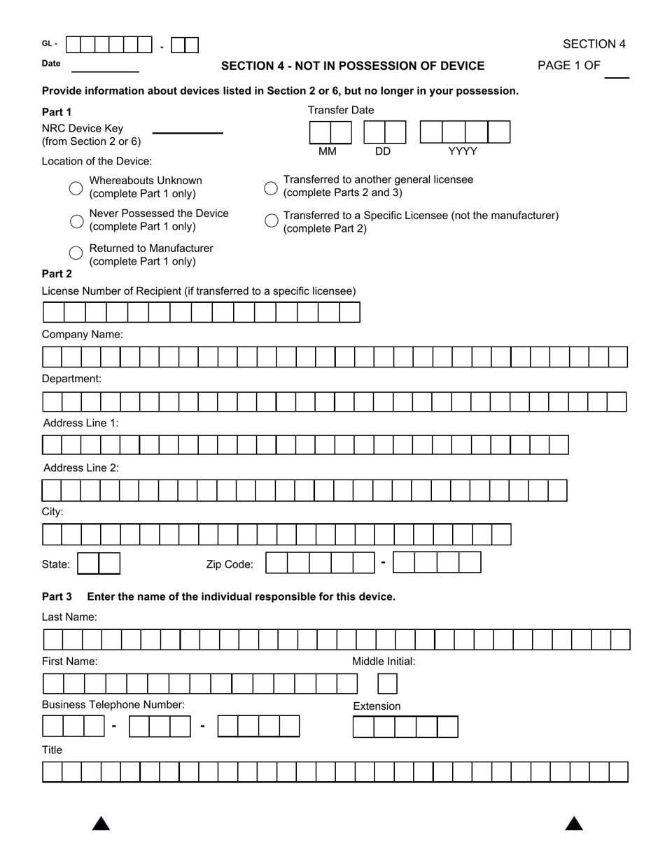 NRC Form 664 General Licensee Registration, Page 9