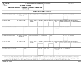 NRC Form 748C National Source Tracking Transaction Report - Receive Source, Page 3