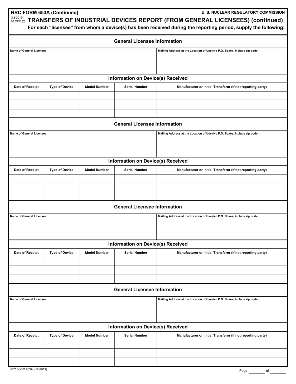 NRC Form 653 Transfers of Industrial Device Report, Page 5