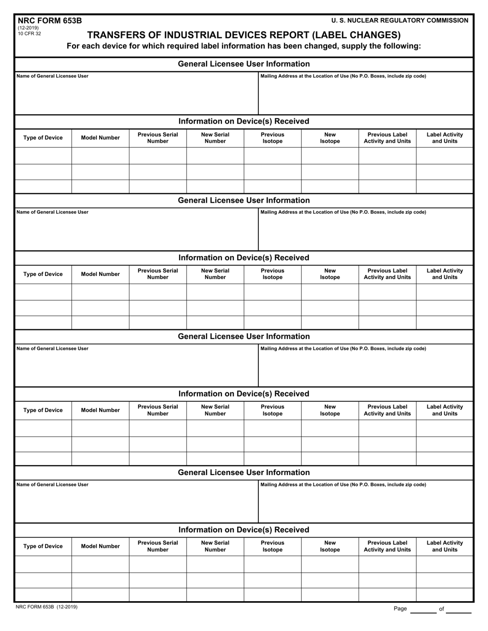NRC Form 653 Transfers of Industrial Device Report, Page 6