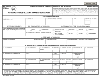 NRC Form 748 National Source Tracking Transaction Report