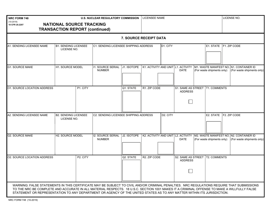 NRC Form 748 National Source Tracking Transaction Report, Page 5