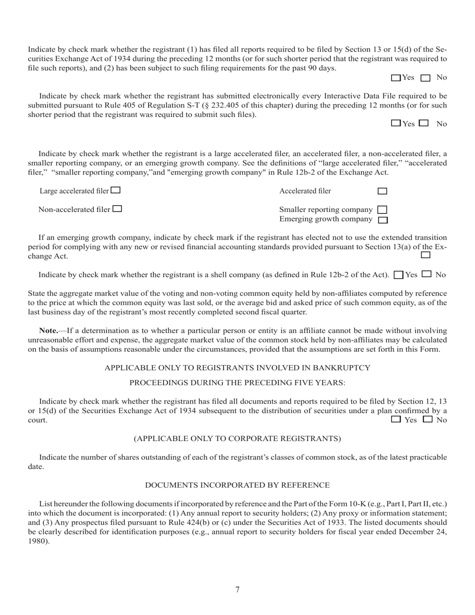 Form 10-K (SEC Form 1673) Annual Report Pursuant to Section 13 or 15(D) of the Securities Exchange Act of 1934, Page 7