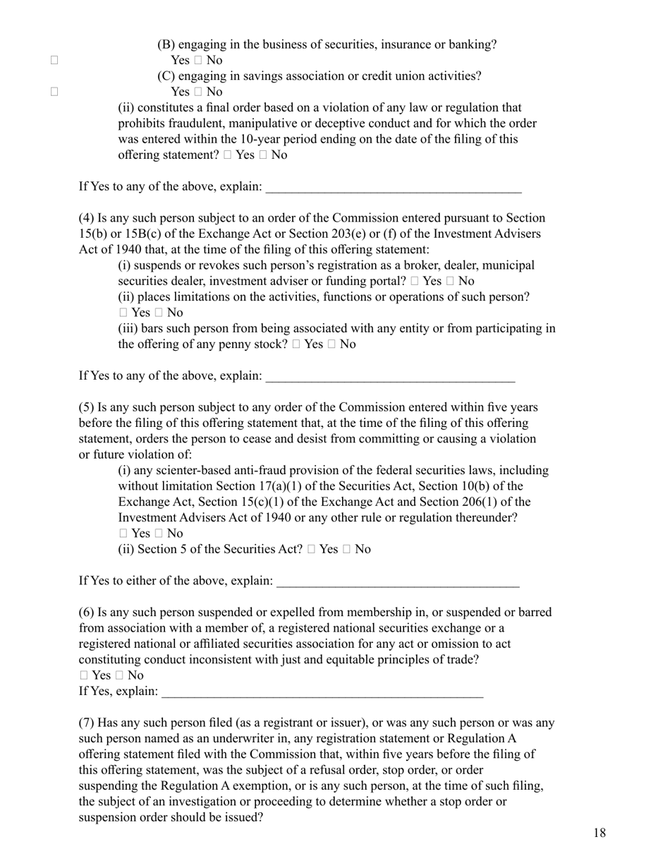 Form C (SEC Form 2930), Page 18