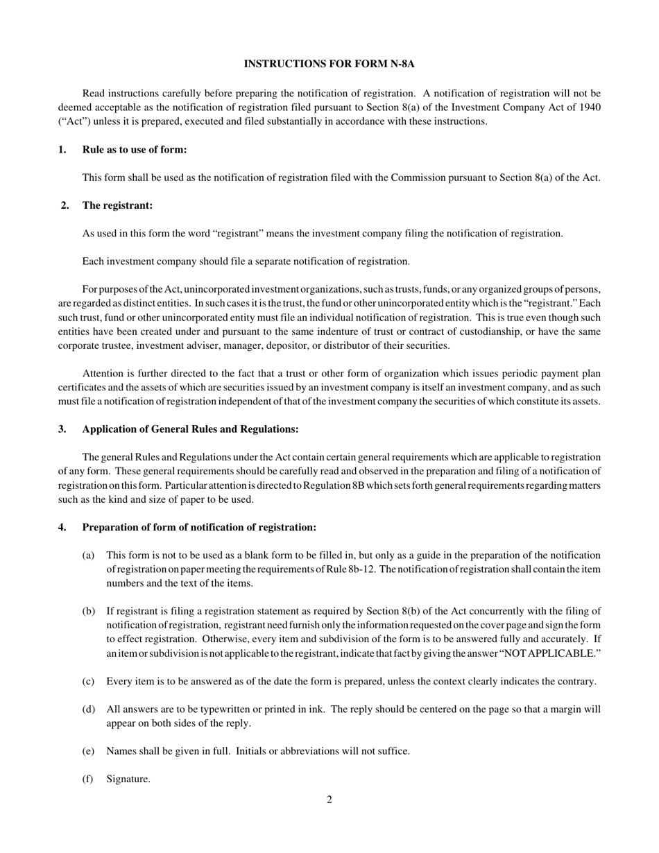 Form N-8A (SEC Form 1102) Notification of Registration Filed Pursuant to Section 8(A) of the Investment Company Act of 1940, Page 2