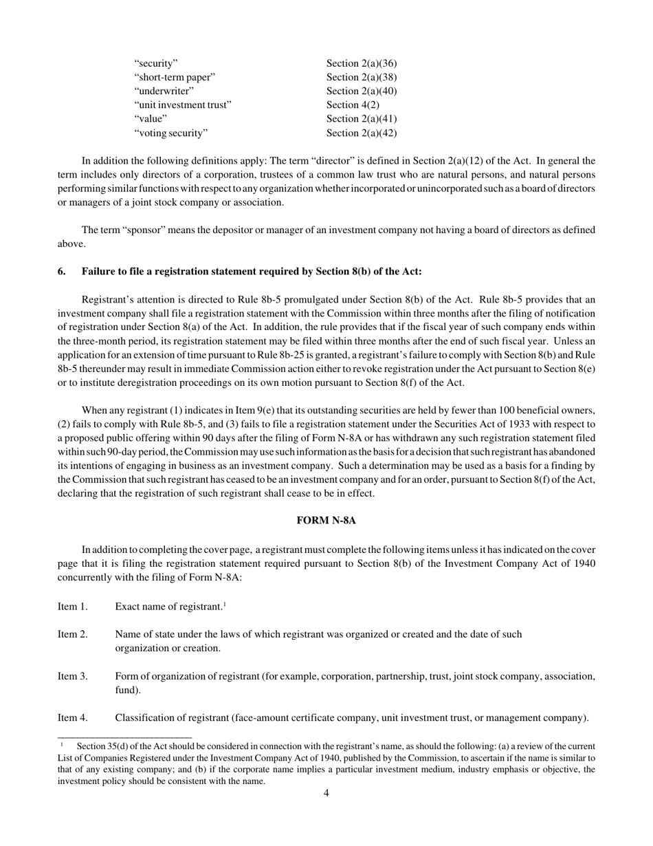 Form N-8A (SEC Form 1102) Notification of Registration Filed Pursuant to Section 8(A) of the Investment Company Act of 1940, Page 4