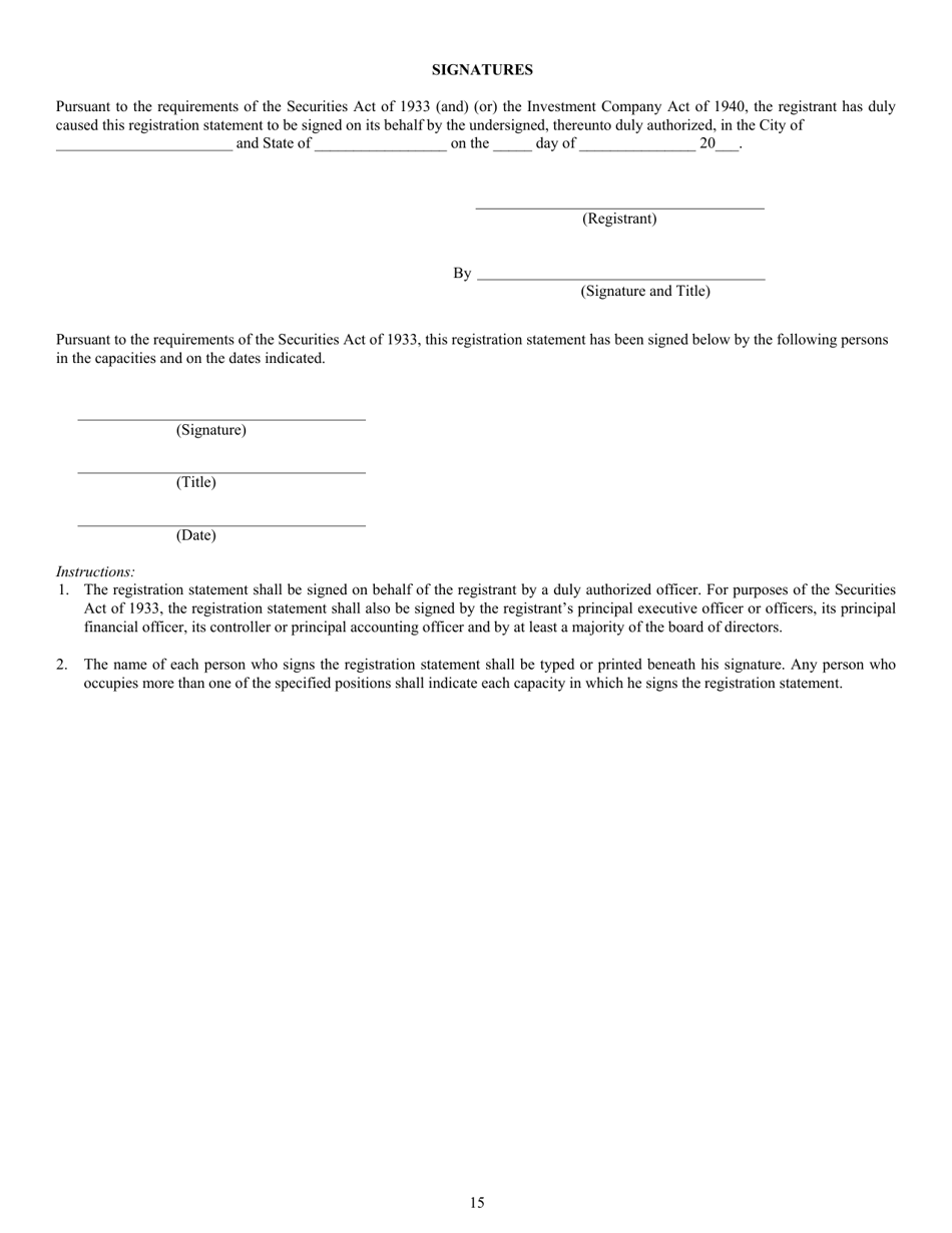 Form N-5 (SEC Form 0993) Registration Statement of Small Business Investment Company Under the Securities Act of 1933 and the Investment Company Act of 1940, Page 15