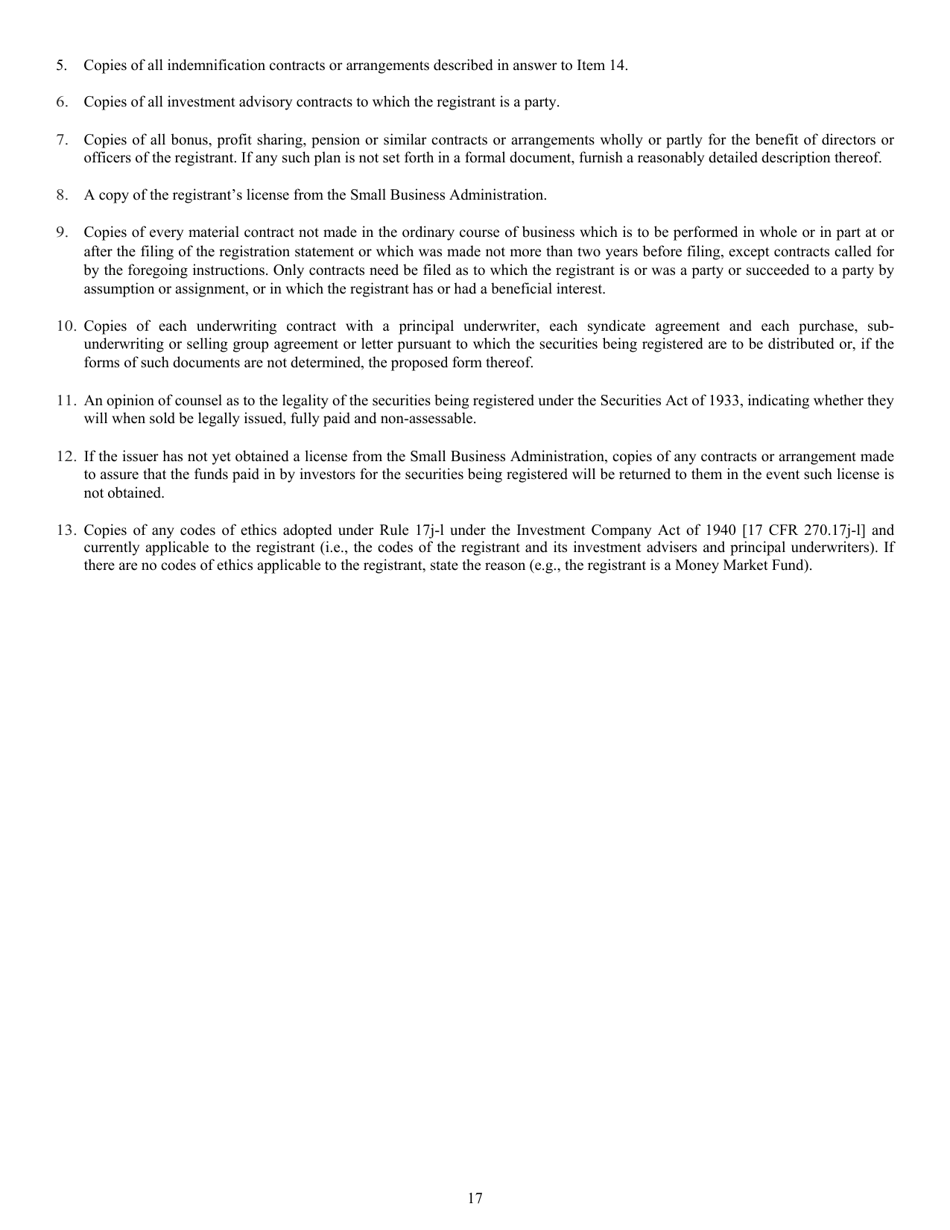 Form N-5 (SEC Form 0993) Registration Statement of Small Business Investment Company Under the Securities Act of 1933 and the Investment Company Act of 1940, Page 17