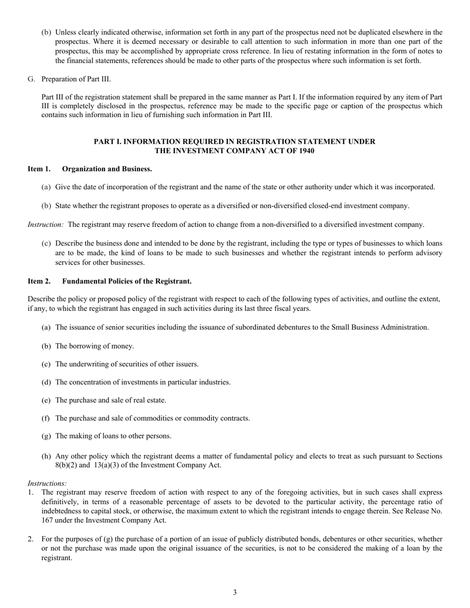 Form N-5 (SEC Form 0993) Registration Statement of Small Business Investment Company Under the Securities Act of 1933 and the Investment Company Act of 1940, Page 3