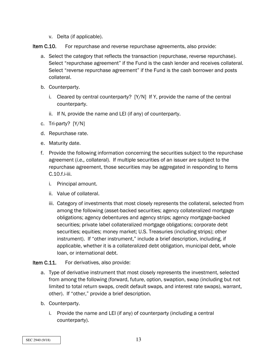 Form N-PORT (SEC Form 2940) Monthly Portfolio Investments Report, Page 13