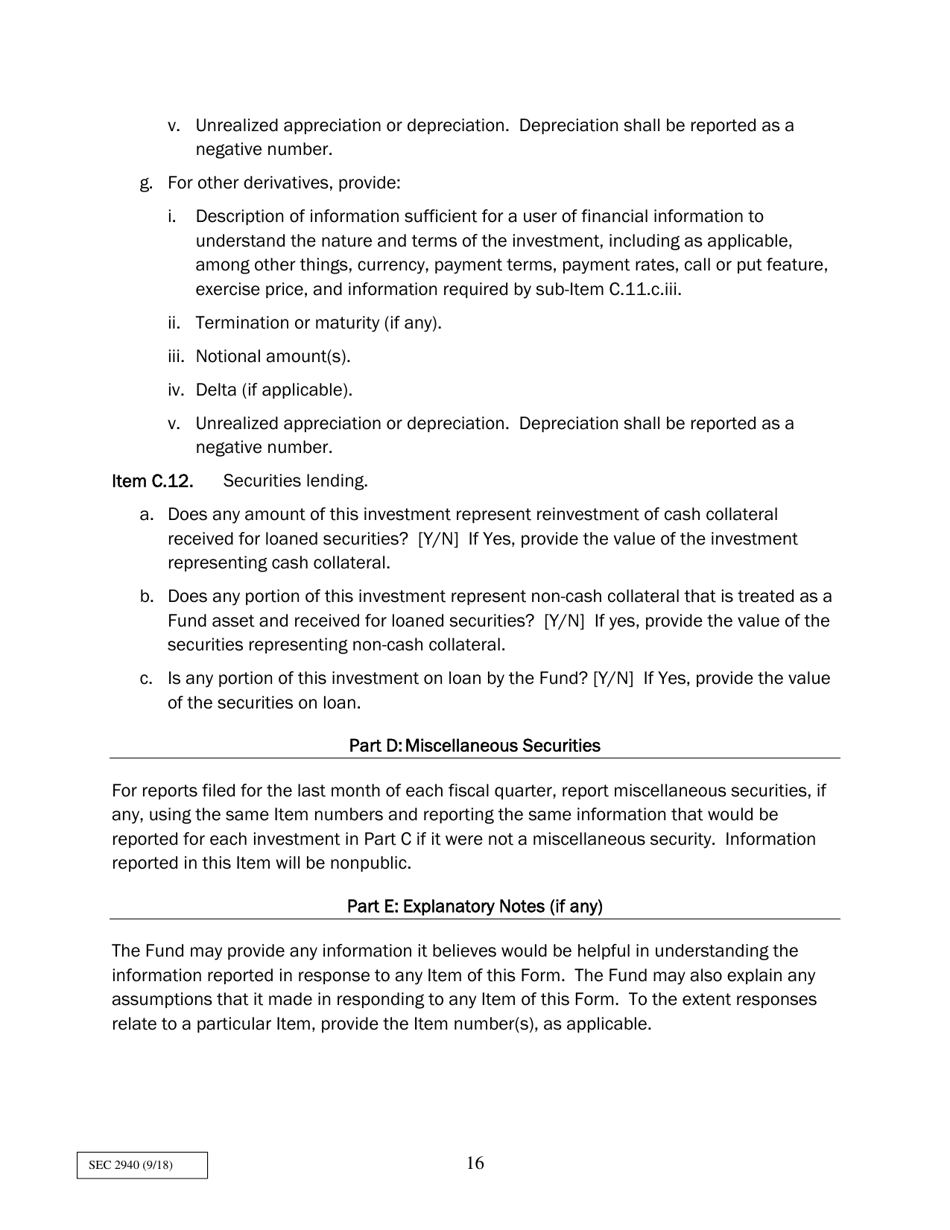 Form N-PORT (SEC Form 2940) Monthly Portfolio Investments Report, Page 16