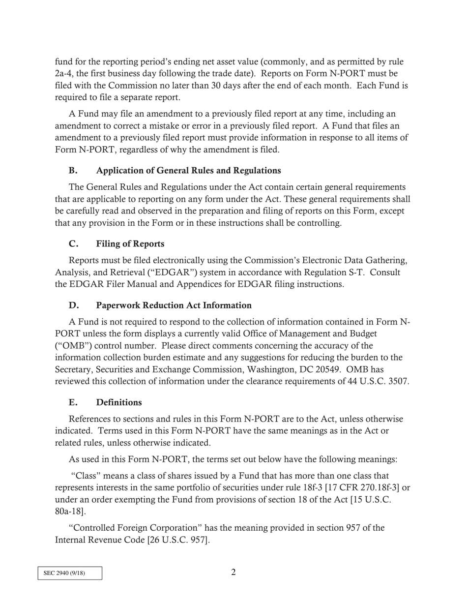 Form N-PORT (SEC Form 2940) Monthly Portfolio Investments Report, Page 2