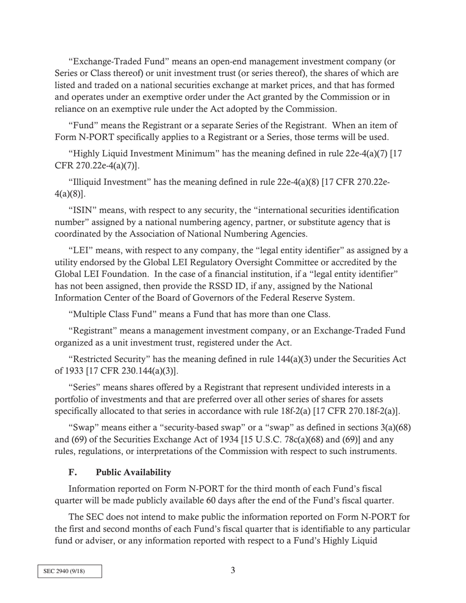 Form N-PORT (SEC Form 2940) Monthly Portfolio Investments Report, Page 3