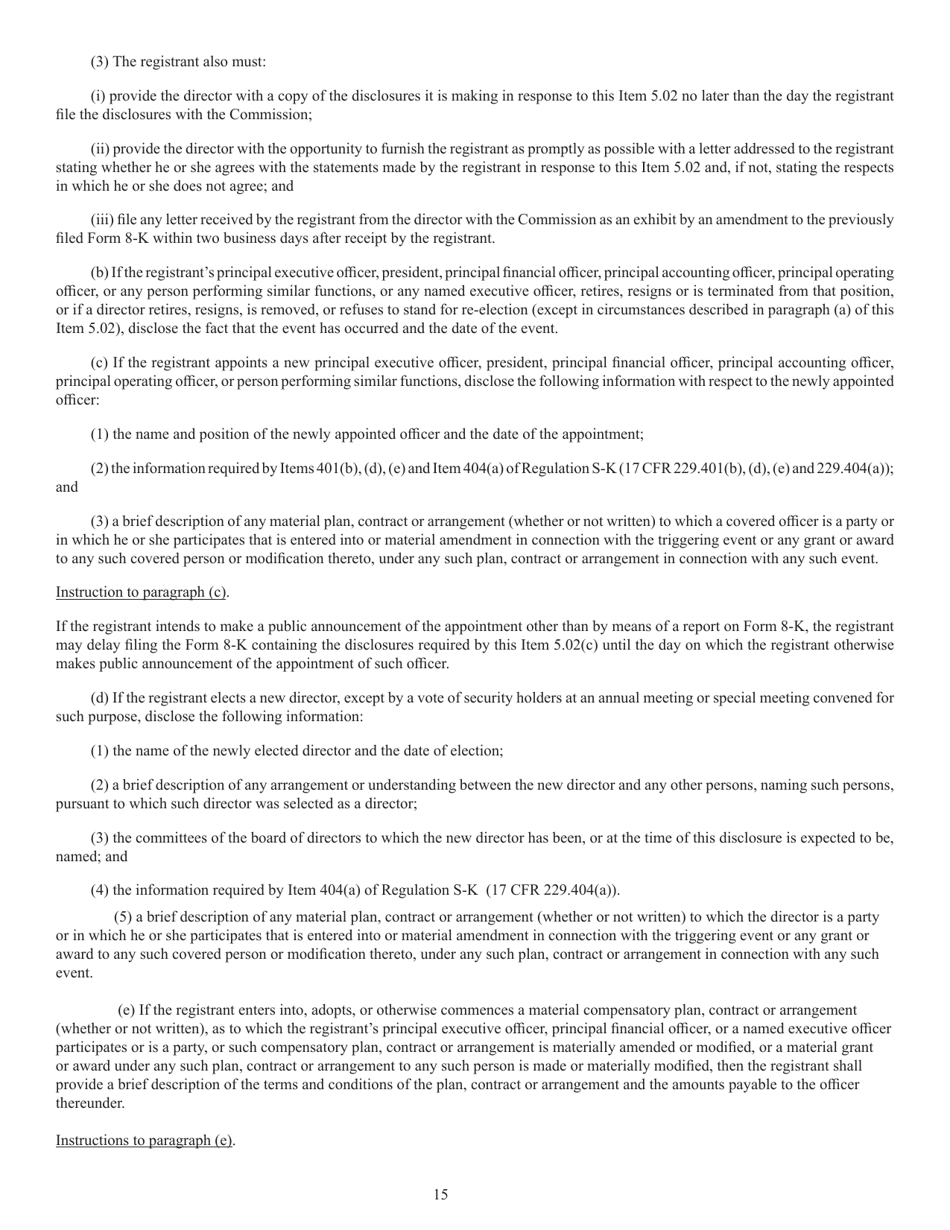 Form 8-K (SEC Form 873) Current Report Pursuant to Section 13 or 15(D), Page 16