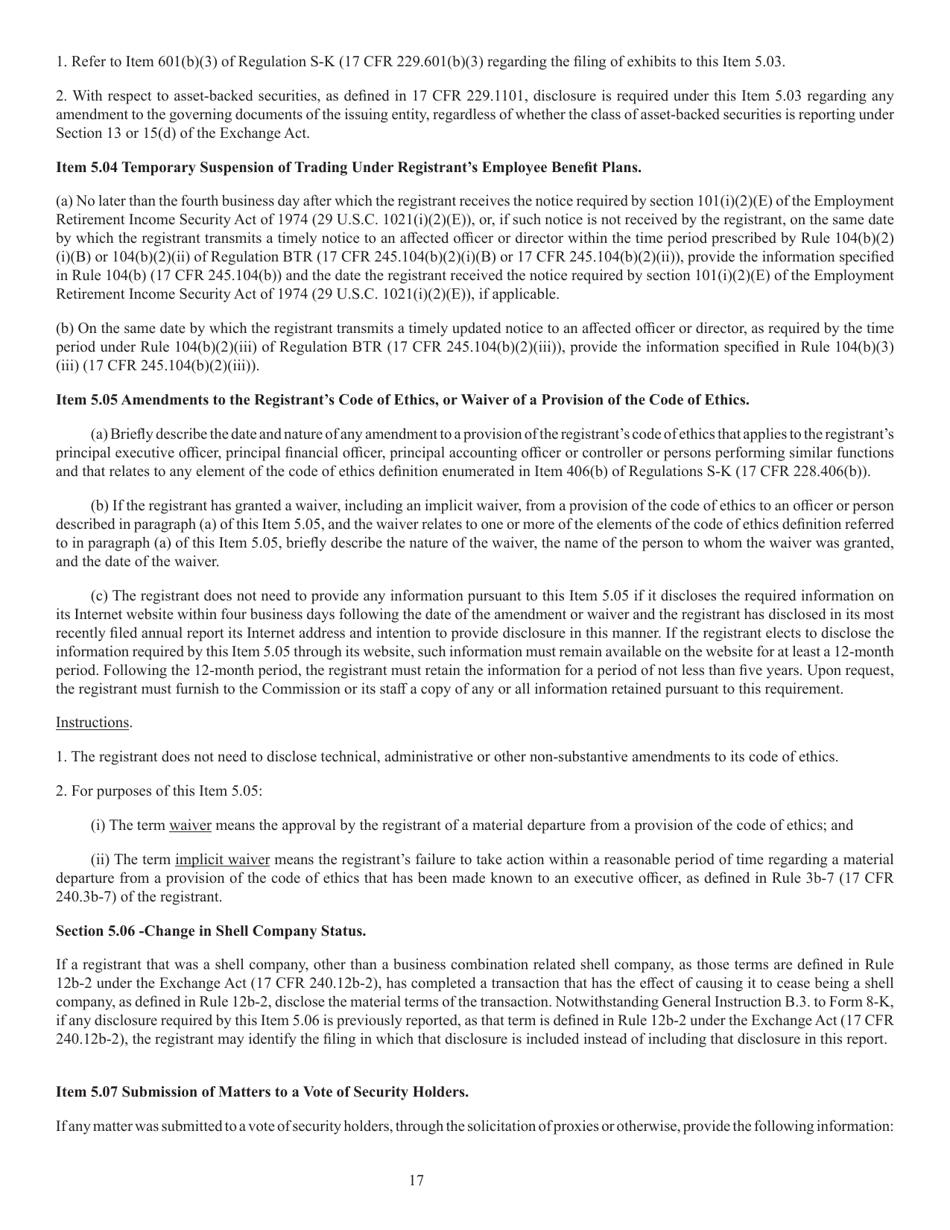 Form 8-K (SEC Form 873) Current Report Pursuant to Section 13 or 15(D), Page 18