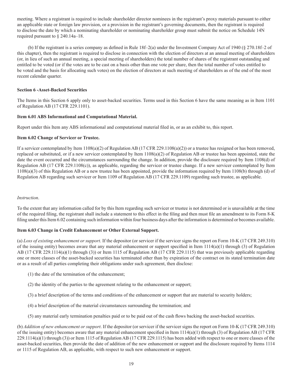 Form 8-K (SEC Form 873) Current Report Pursuant to Section 13 or 15(D), Page 20