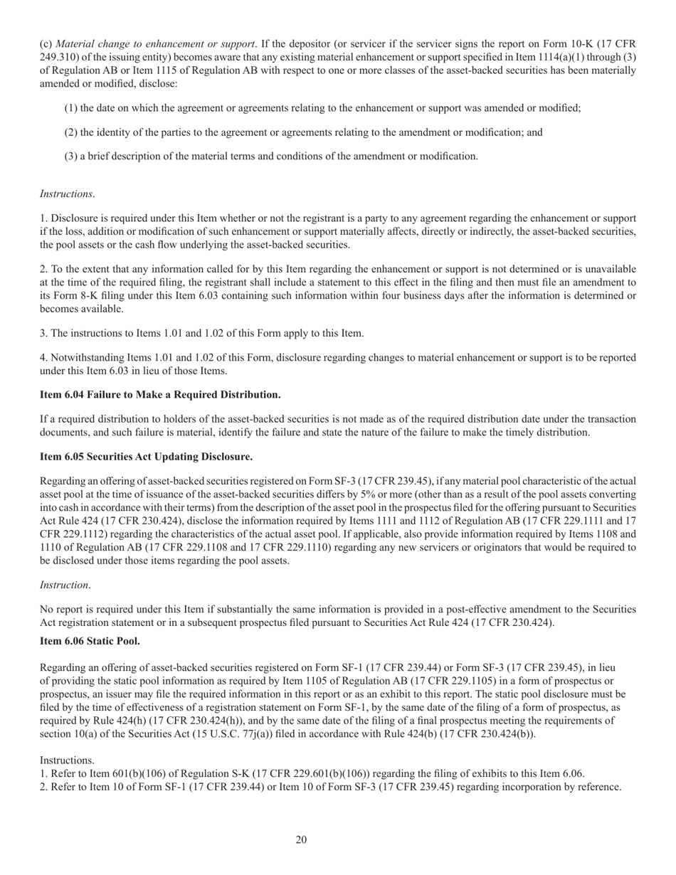 Form 8-K (SEC Form 873) Current Report Pursuant to Section 13 or 15(D), Page 21