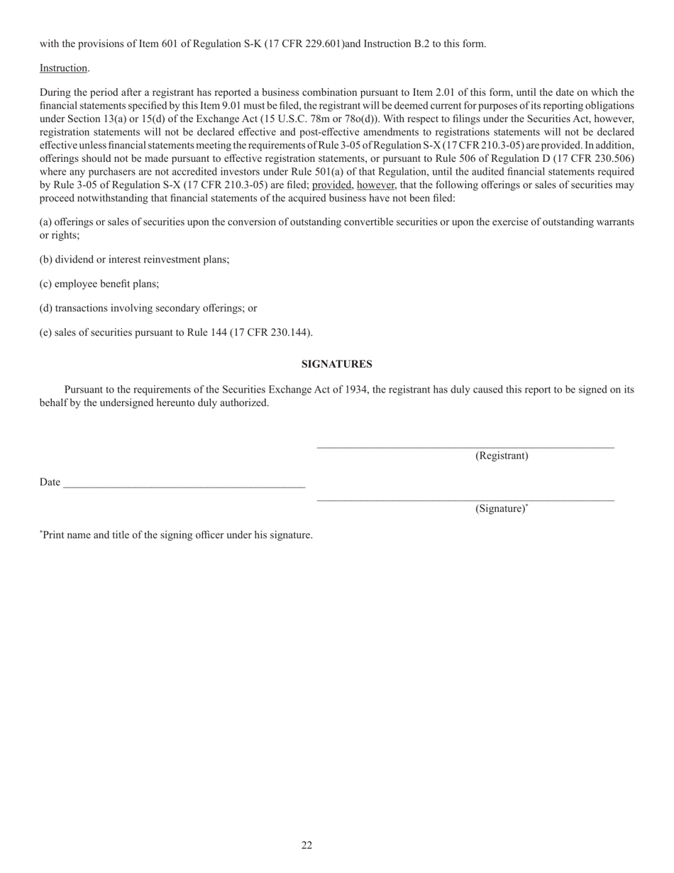 Form 8-K (SEC Form 873) Current Report Pursuant to Section 13 or 15(D), Page 23