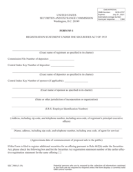 Form SF-1 (SEC Form 2908) &quot;Registration Statement Under the Securities Act of 1933&quot;