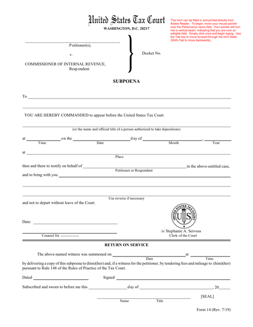 Form 14 Subpoena