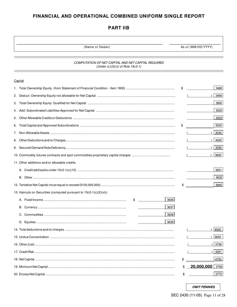 Form X-17A-5 (SEC Form 2430) Part IIB Focus Report, Page 11
