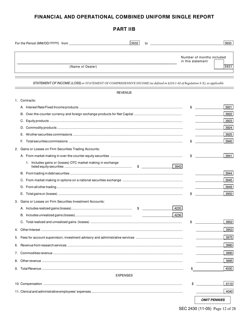 Form X-17A-5 (SEC Form 2430) Part IIB Focus Report, Page 12