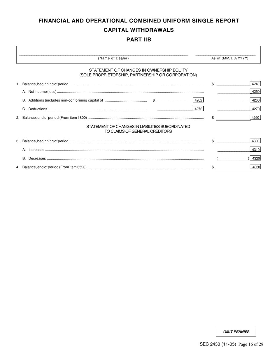 Form X-17A-5 (SEC Form 2430) Part IIB Focus Report, Page 16