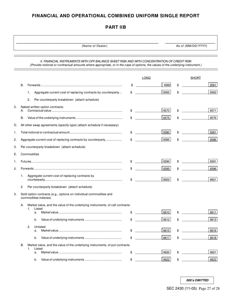 Form X-17A-5 (SEC Form 2430) Part IIB Focus Report, Page 27