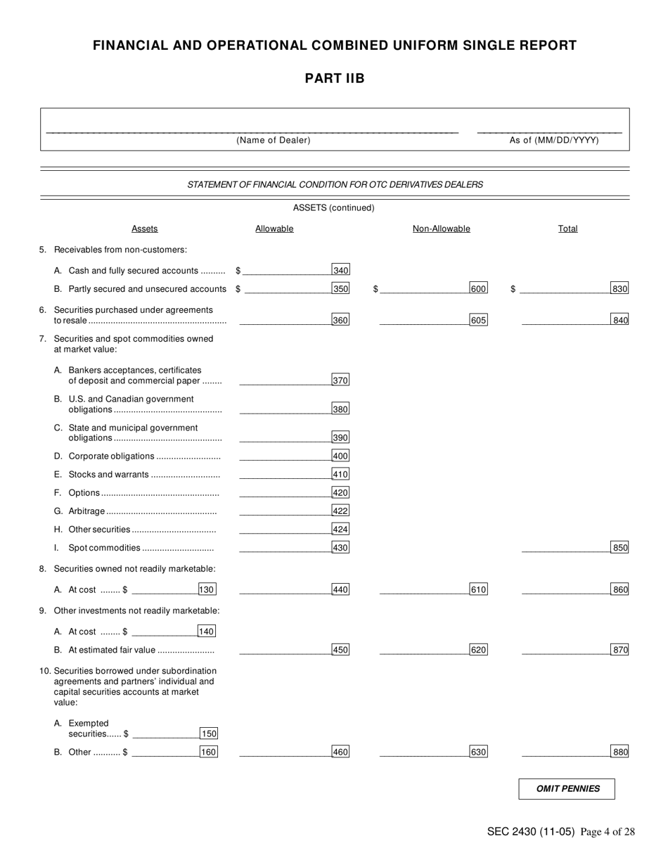 Form X-17A-5 (SEC Form 2430) Part IIB Focus Report, Page 4