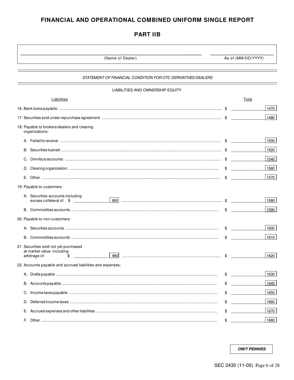 Form X-17A-5 (SEC Form 2430) Part IIB Focus Report, Page 6
