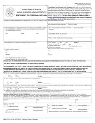 SBA Form 912 &quot;Statement of Personal History&quot;