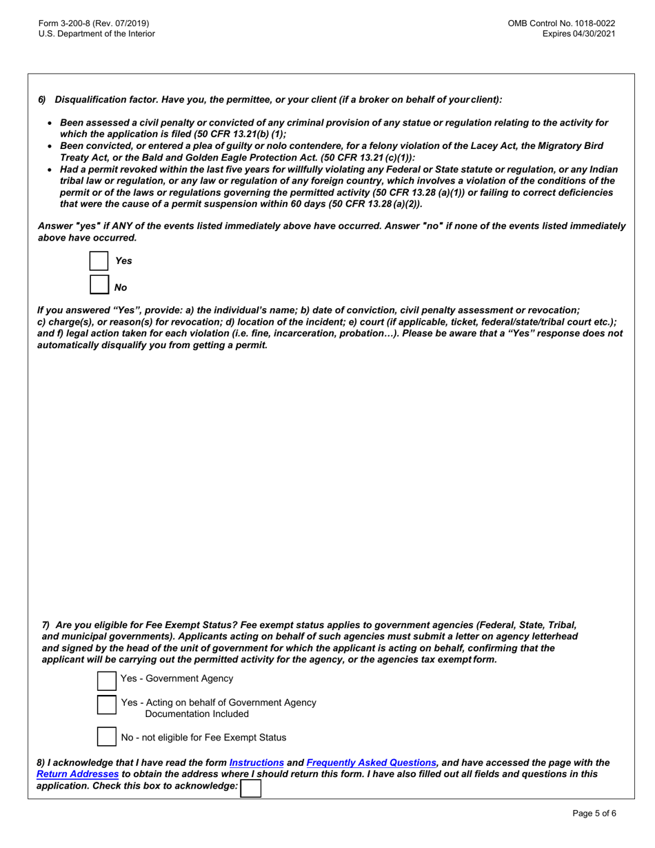 FWS Form 3-200-8 Download Fillable PDF or Fill Online Federal FWS ...