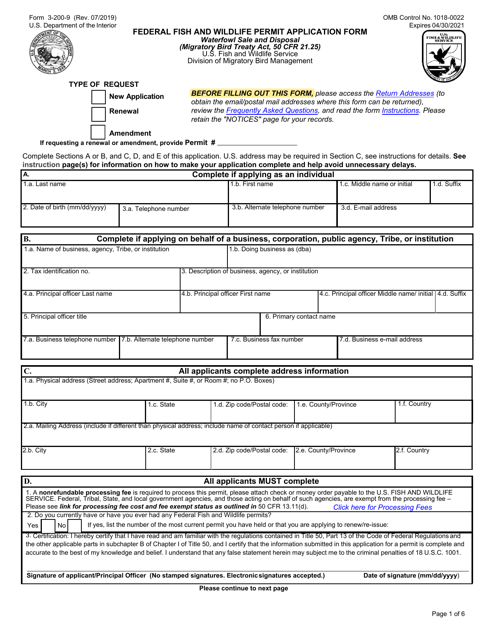 FWS Form 3-200-9  Printable Pdf