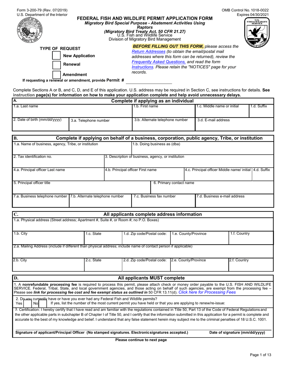 Fws Form 3-200-79 - Fill Out, Sign Online And Download Fillable Pdf 