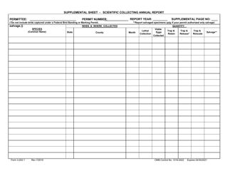 FWS Form 3-202-1 Migratory Bird and Eagle Scientific Collecting - Annual Report, Page 2