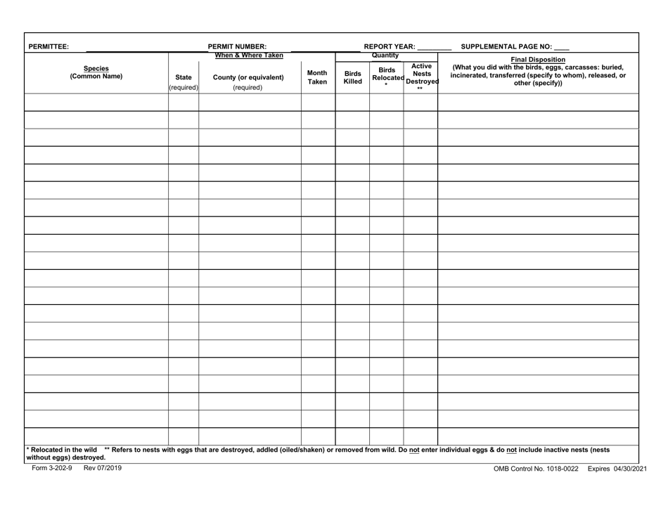 FWS Form 3-202-9 Download Fillable PDF or Fill Online Migratory Bird ...