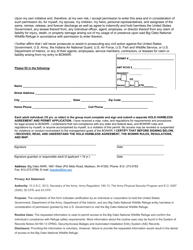 FWS Form 3-2524 Acknowledgment of Danger: Release and Hold Harmless Agreement and Access Permit Application for Big Oaks National Wildlife Refuge, Page 2