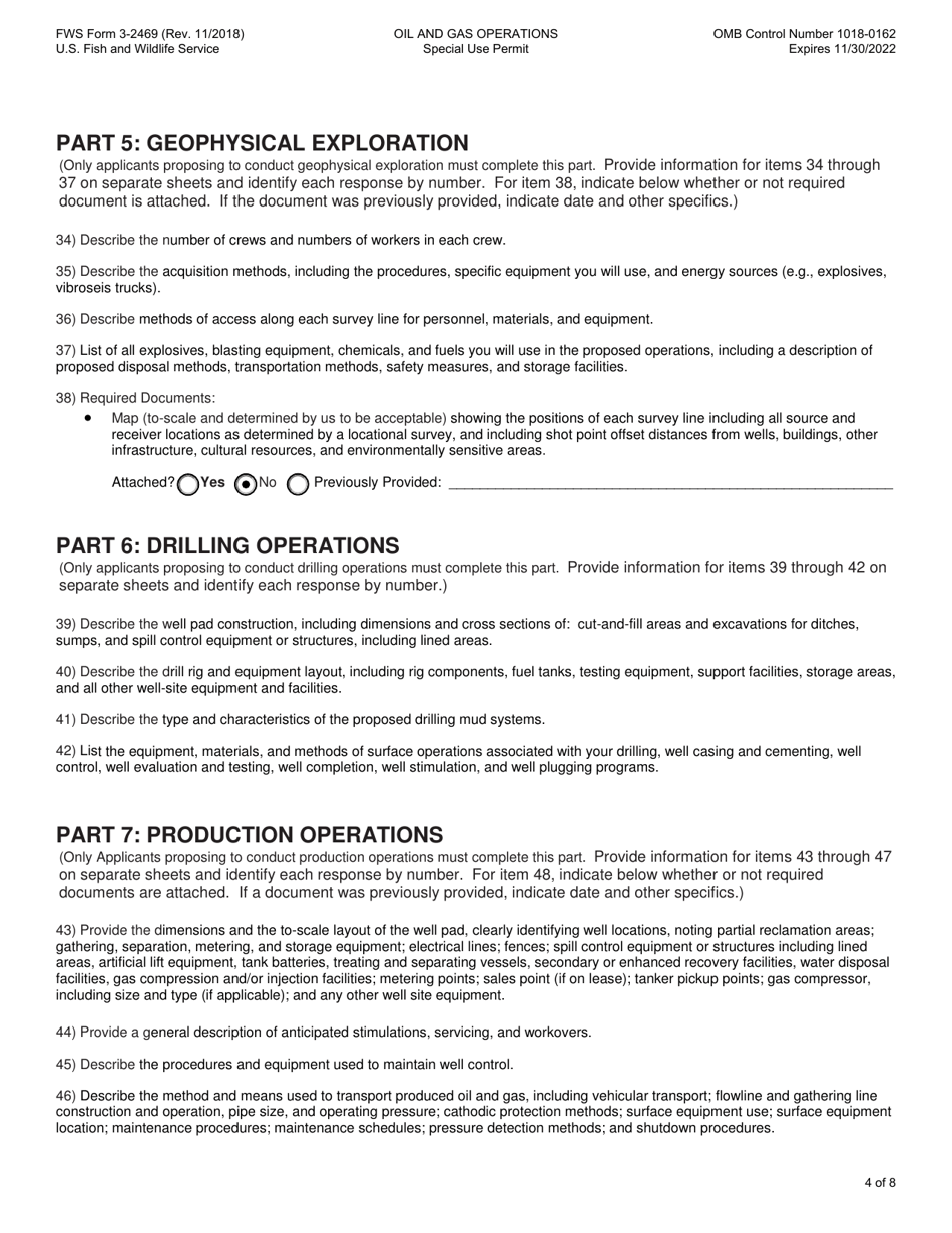 FWS Form 3-2469 Oil and Gas Operations Special Use Permit Application, Page 4
