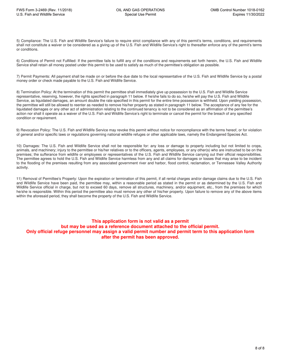 FWS Form 3-2469 Oil and Gas Operations Special Use Permit Application, Page 8