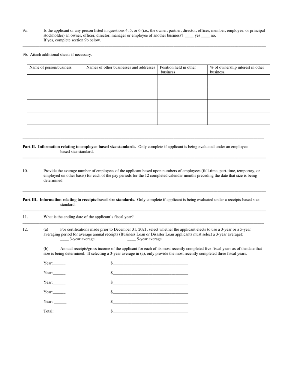 SBA Form 355 Information for Small Business Size Determination, Page 5