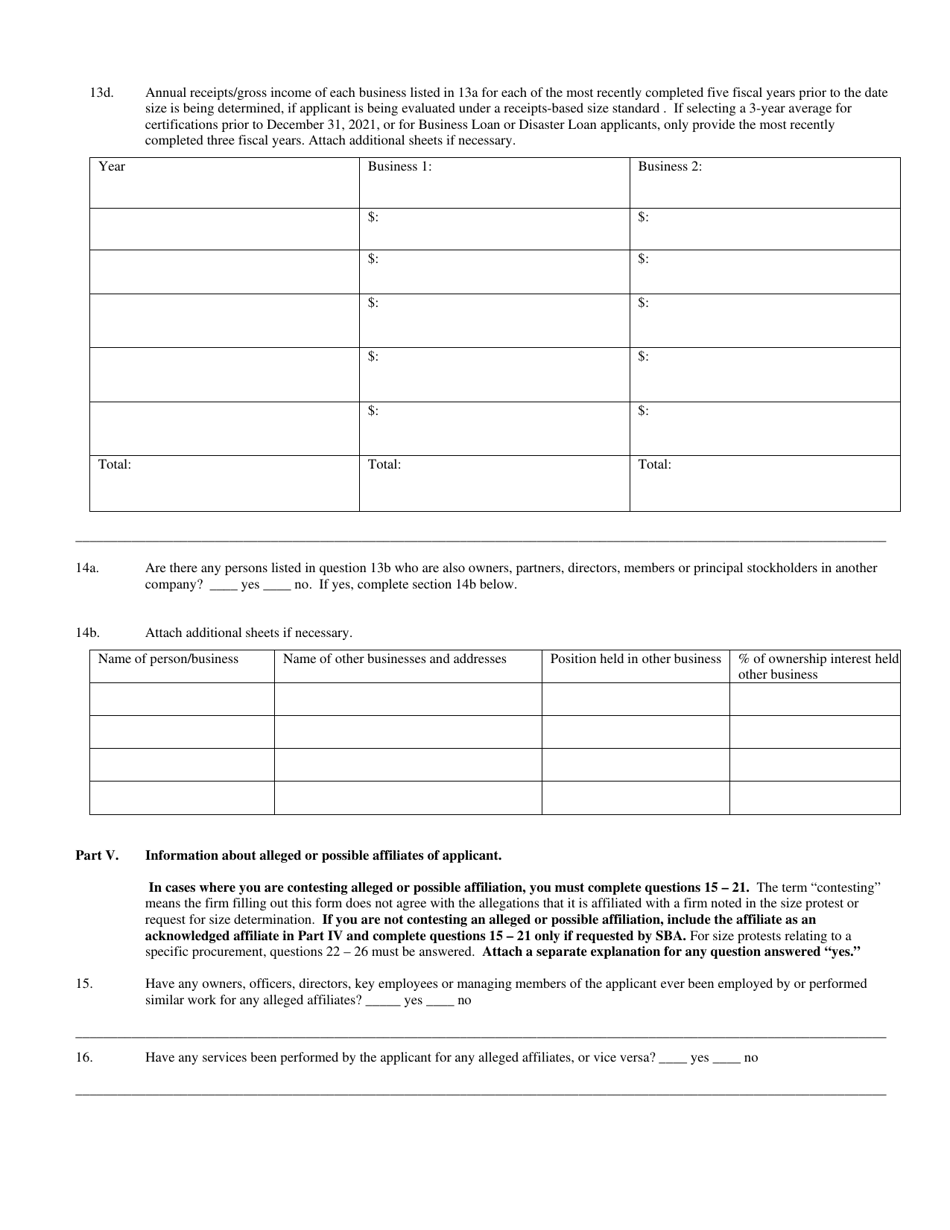 SBA Form 355 Information for Small Business Size Determination, Page 7