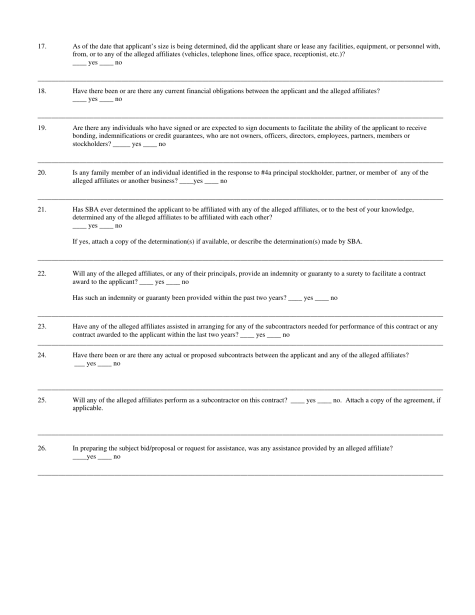 SBA Form 355 Information for Small Business Size Determination, Page 8