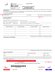 Document preview: Form REV-1313 Application for Refund of Pennsylvania Inheritance/Estate Tax - Pennsylvania