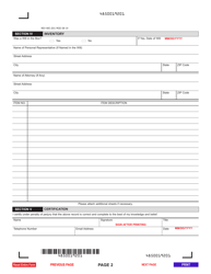 Form REV-1485 Safe Deposit Box Inventory - Pennsylvania, Page 2